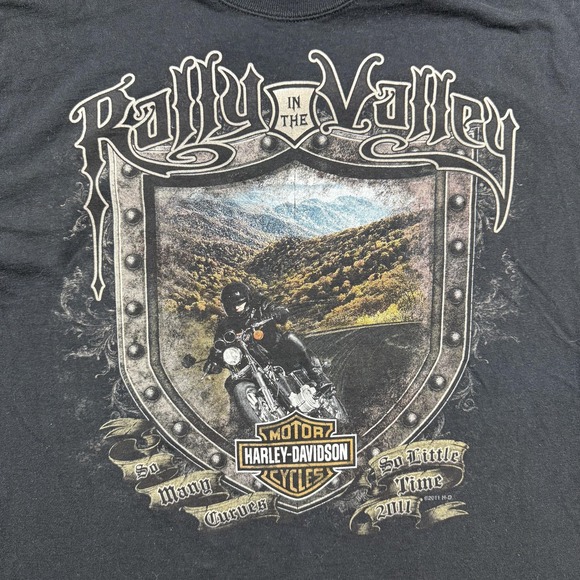 Harley-Davidson Shirt Mens Medium Black Rally In Valley 2011 Long Sleeve Biker - Picture 3 of 9